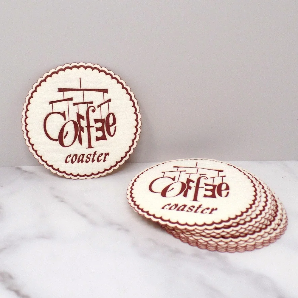 Vintage Woolworth Happy Home Disposable Paper Coasters - Coffee Text, set of 11